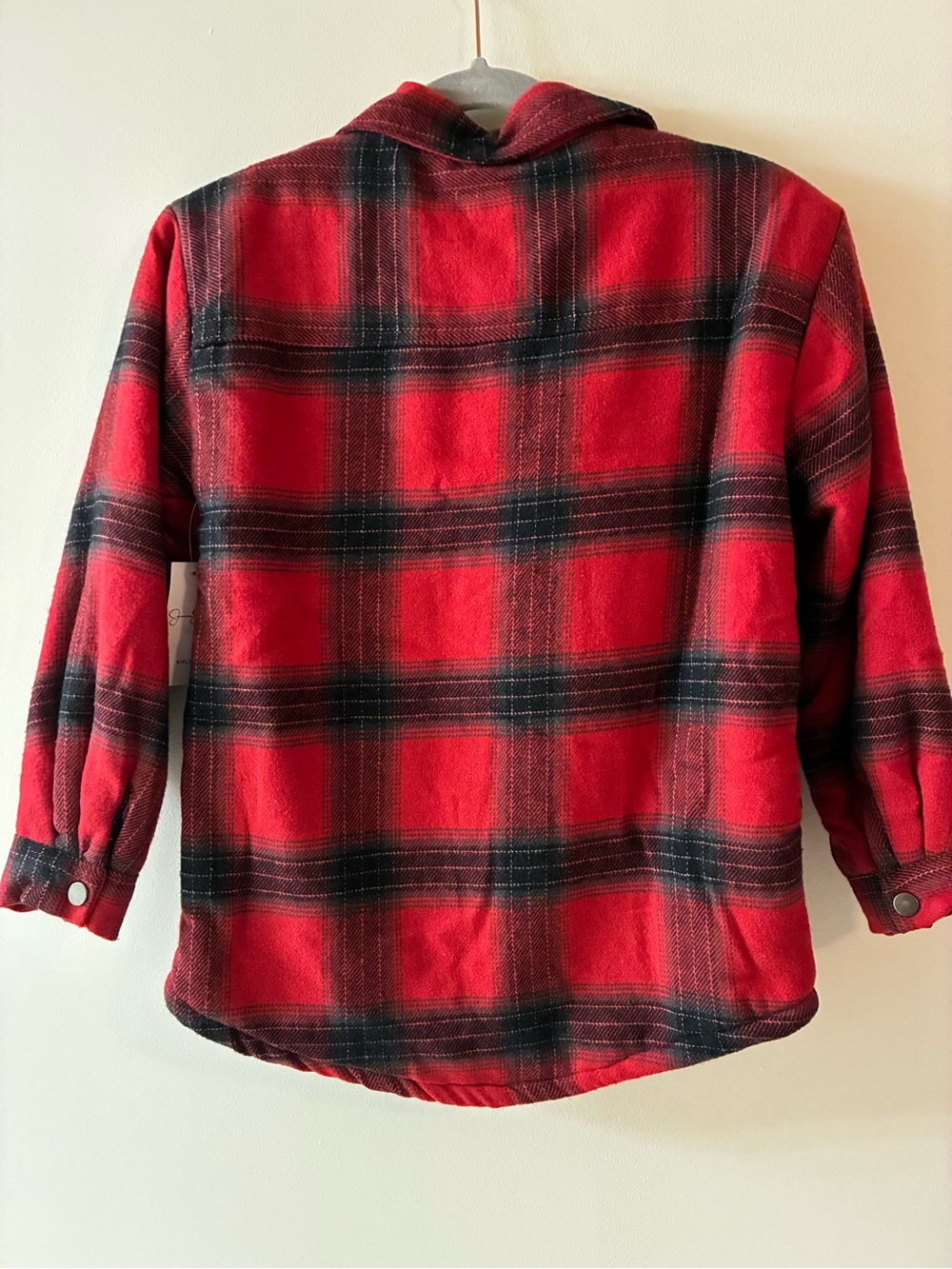 Jessica Simpson Red & Black Plaid Button-Front Kids Shirt Jacket - Picture 3 of 5
